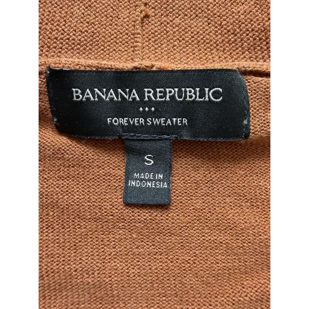 Banana Republic Forever Sweater Cardigan Small Rust Orange Cotton Blend V-Neck - Picture 3 of 7